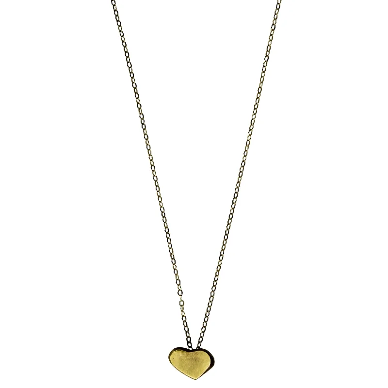 women’s initial letter necklace-Gia Cast Heart Necklace, Brass