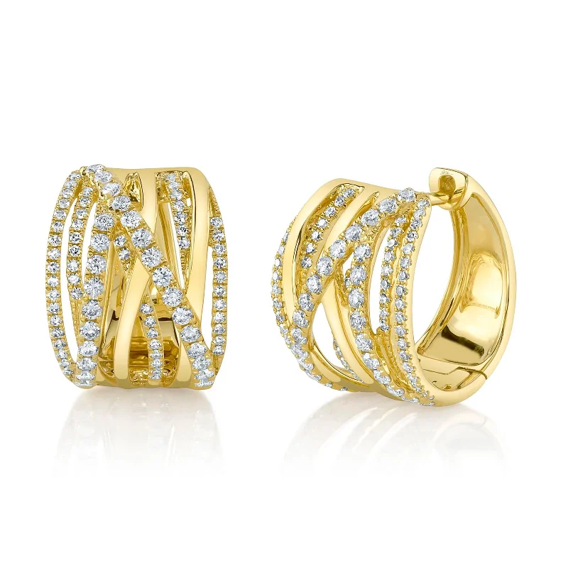 women’s huggie earrings-Diamond Bridge Hoop Earrings