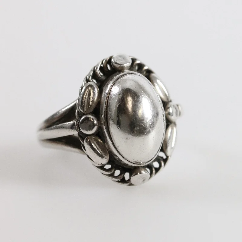 women’s art deco ring-Vintage Georg Jensen Jewelry | Silver Cabochon Ring 1