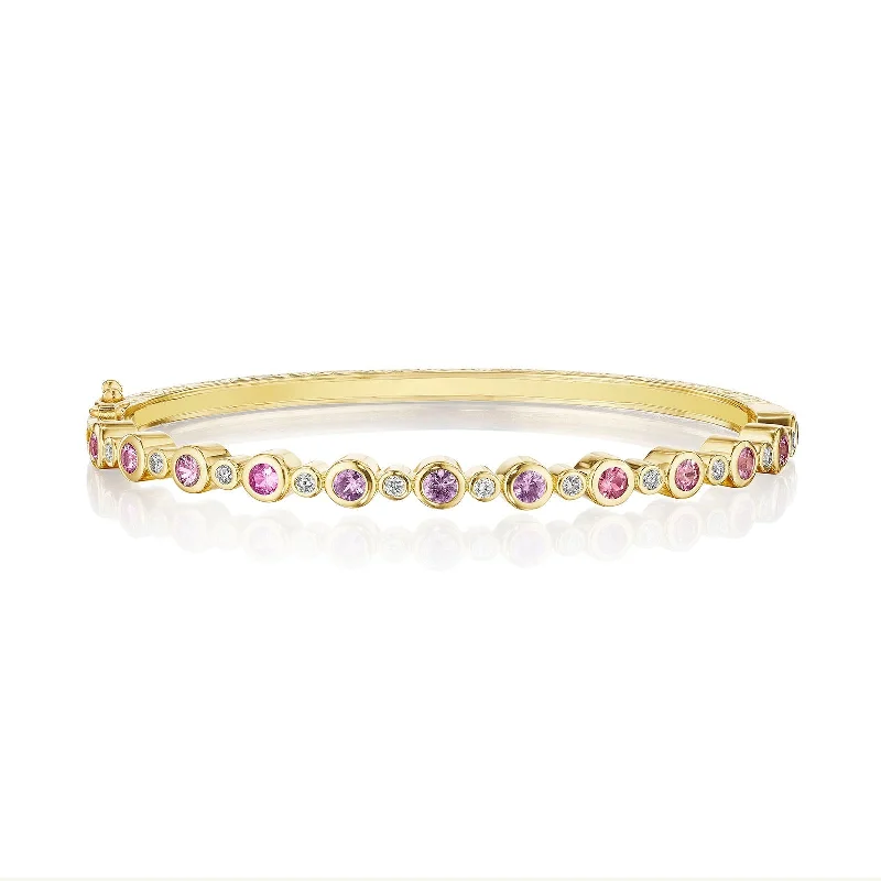 women’s luxury diamond bangle-Pink Sapphire & Diamond Aura Bangle