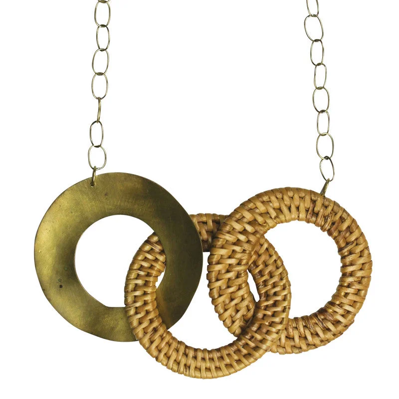 women’s halo necklace-Biscayne Rattan Linked Necklace