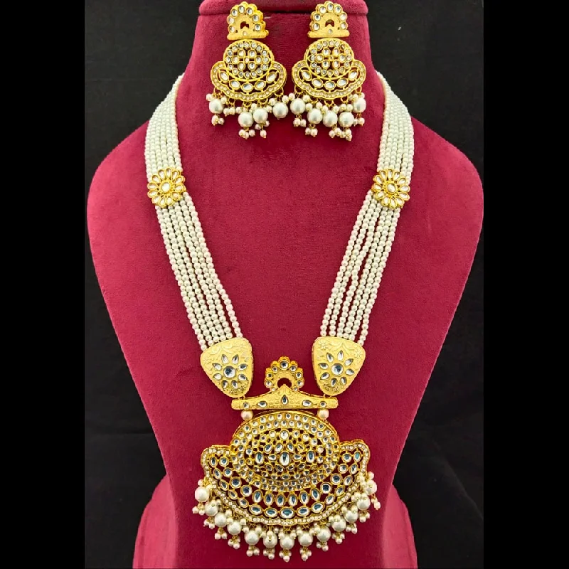 women’s long chain necklace-Manisha Jewellery Gold Plated Long Necklace Set