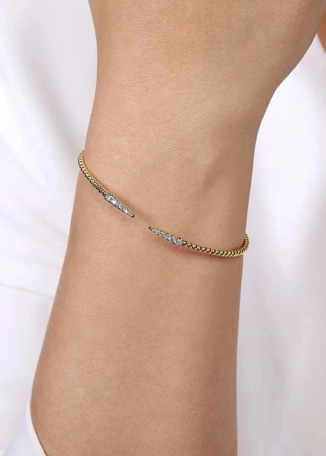 women’s cuff bracelet-Charmed Arrow Beaded Zircon  Bangle