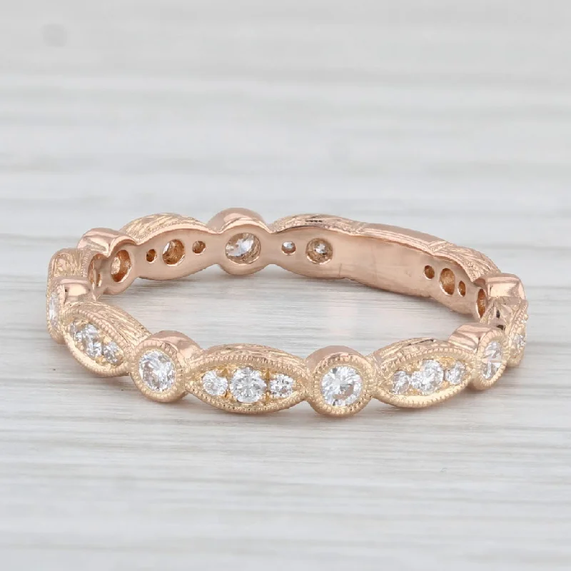 women’s art deco diamond engagement rings-New 0.41ctw Diamond Eternity Ring 18k Rose Gold Wedding Band Sz 6.5 Beverley K