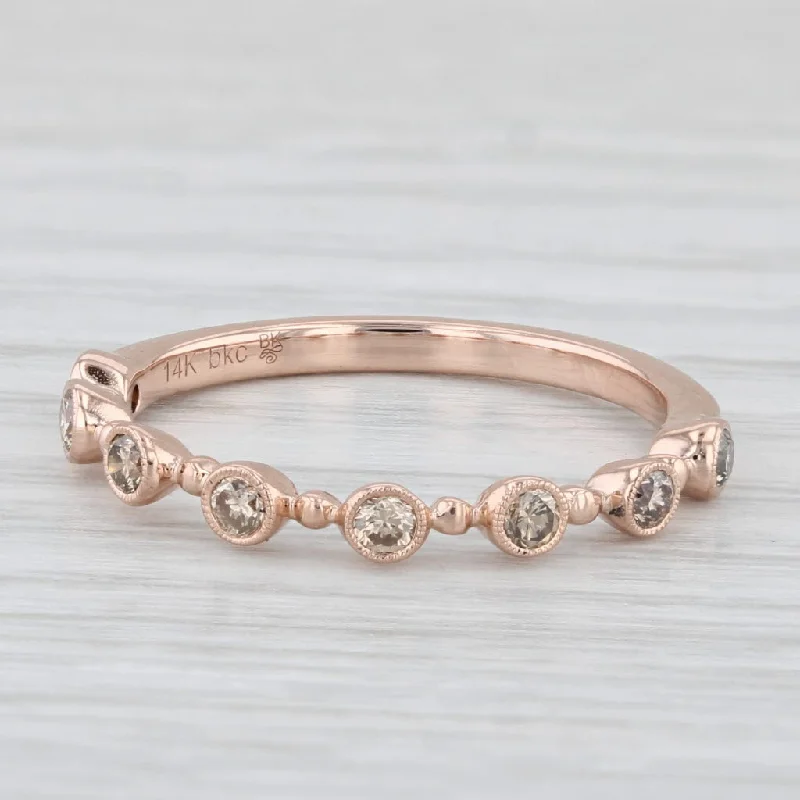 women’s rose gold engagement rings-New Beverley K 0.20ctw Diamond Stackable Ring 14k Rose Gold Size 7 Wedding Band