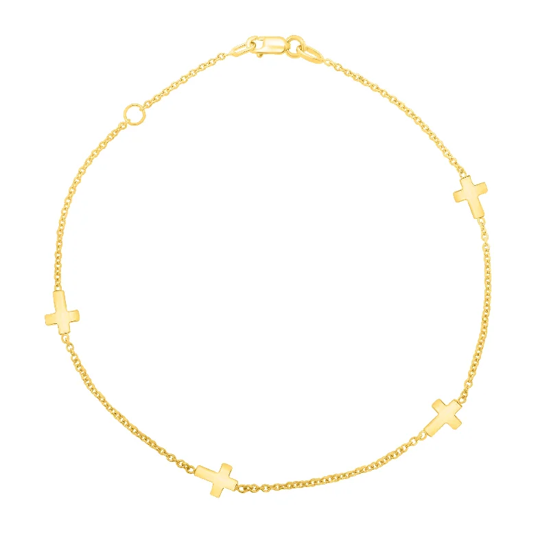 women’s bangle bracelet-14K Gold Cross Anklet