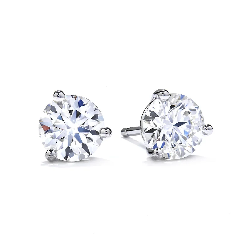 women’s cuff earrings-Three-Prong Stud Earrings