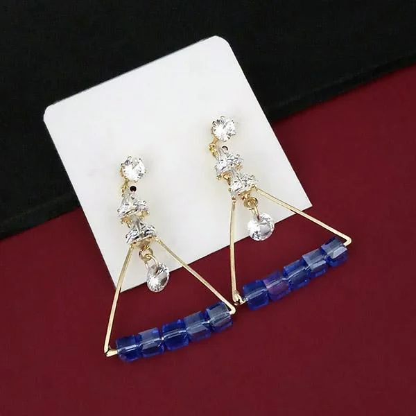 women’s pearl drop earrings-Urthn Crystal Stone Gold Plated Dangler Earrings  - 1315831A