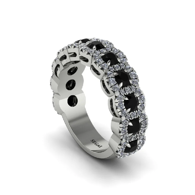 women’s luxury engagement rings-Black Diamond Blossoming Love Halo Wedding Band - Annalise No. 9