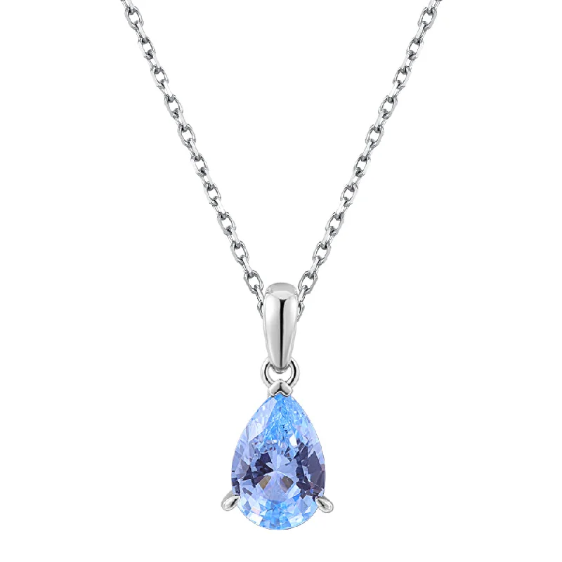 women’s geometric necklace-Oval solitaire necklace with blue topaz simulant in sterling silver