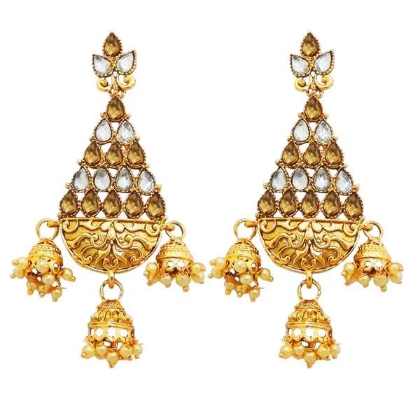 women’s chic earrings-Kriaa Austrian Stone Gold Plated Dangler Earrings