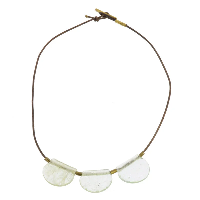 women’s eternity gemstone necklace-Playa Brass Necklace, Glass Drop