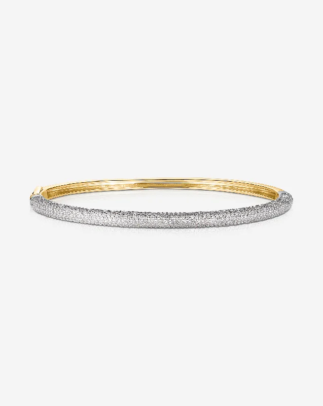 women’s statement bracelet-Pavé Diamond Stackable Gold Cloud Bangle