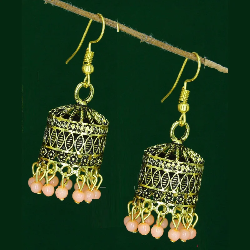 women’s fashion earrings-Mahavir Antique Gold Plated Jhumki Earrings