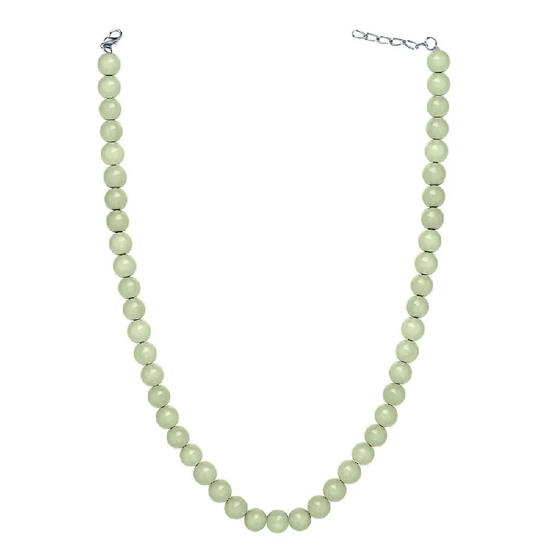 women’s sophisticated necklace-Mahi Rhodium Plated Pearl Pastel Green Necklace with Swarovski Elements For Women