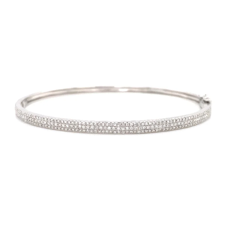 women’s birthstone bracelet-14K White Gold Diamond Pave Bangle