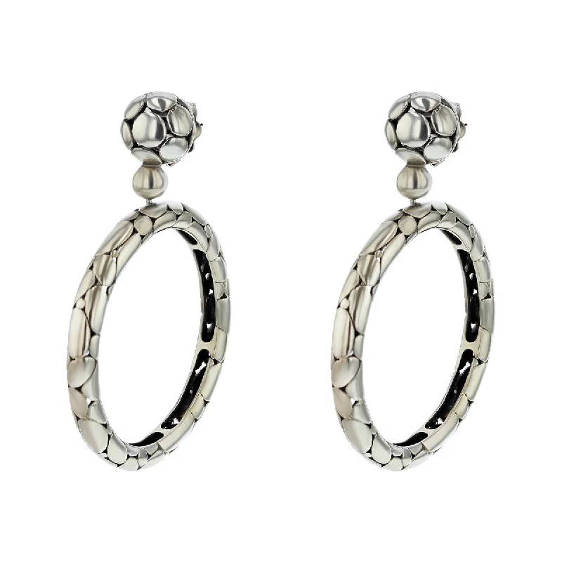 women’s sparkly diamond earrings-Sterling Silver Circle Drop Hoop Earrings