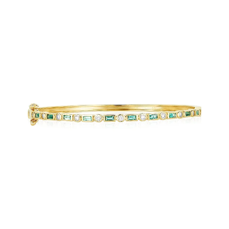 women’s stacked bangle-Emerald & Diamond Art Deco Bangle