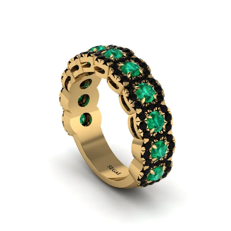 women’s diamond eternity rings-Emerald Blossoming Love Halo Wedding Band - Annalise No. 34