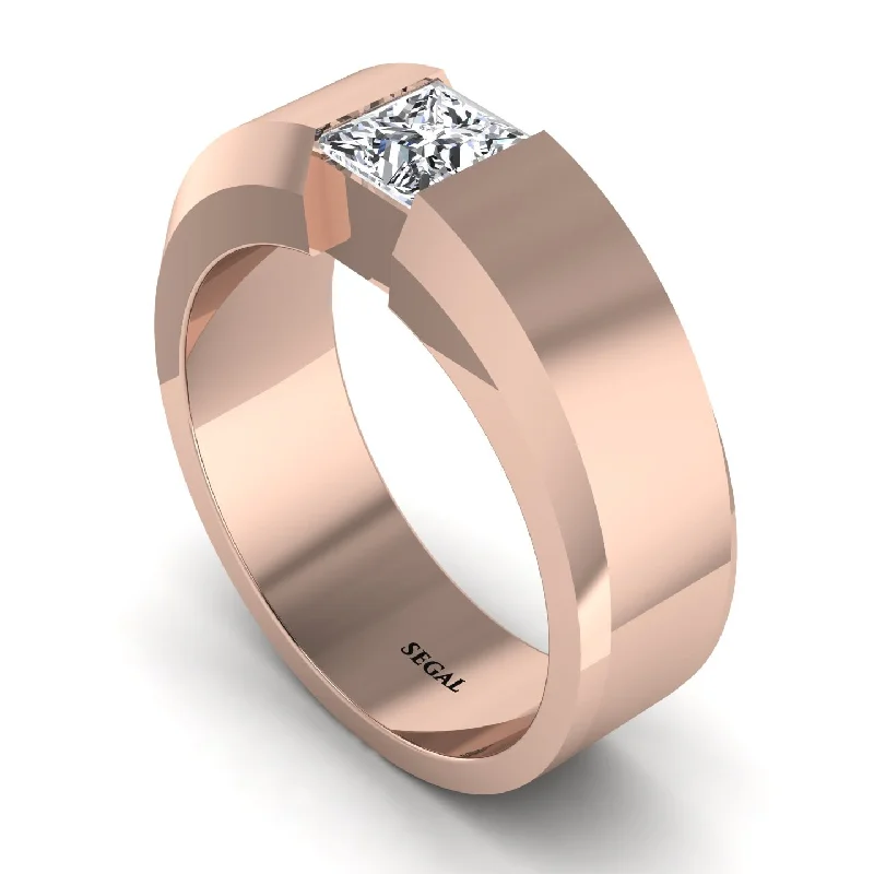 women’s diamond halo engagement rings-Princess Cut Diamond Solitaire Wedding Band - Lane No. 2