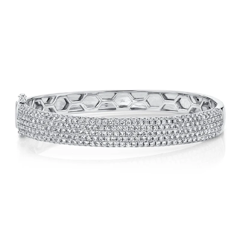 women’s casual bracelet-14K White Gold Diamond Pave Thick Bangle