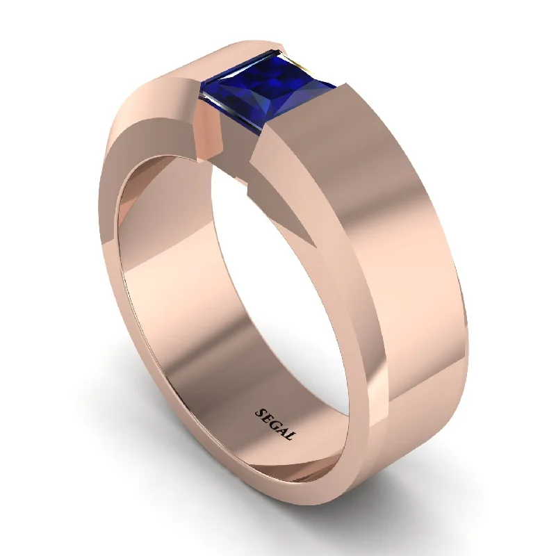 women’s affordable engagement rings-Princess Cut Sapphire Solitaire Wedding Band - Lane No. 14