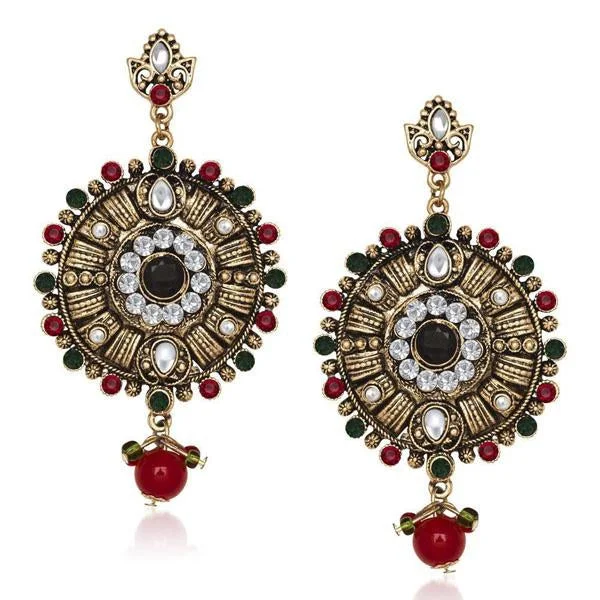 women’s vintage drop earrings-The99Jewel Kundan Green Austrian Stone Dangler Earrings