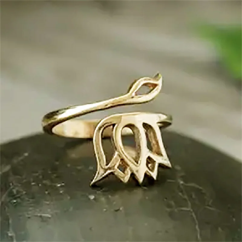 women’s modern ring-Lotus Brass Ring, India