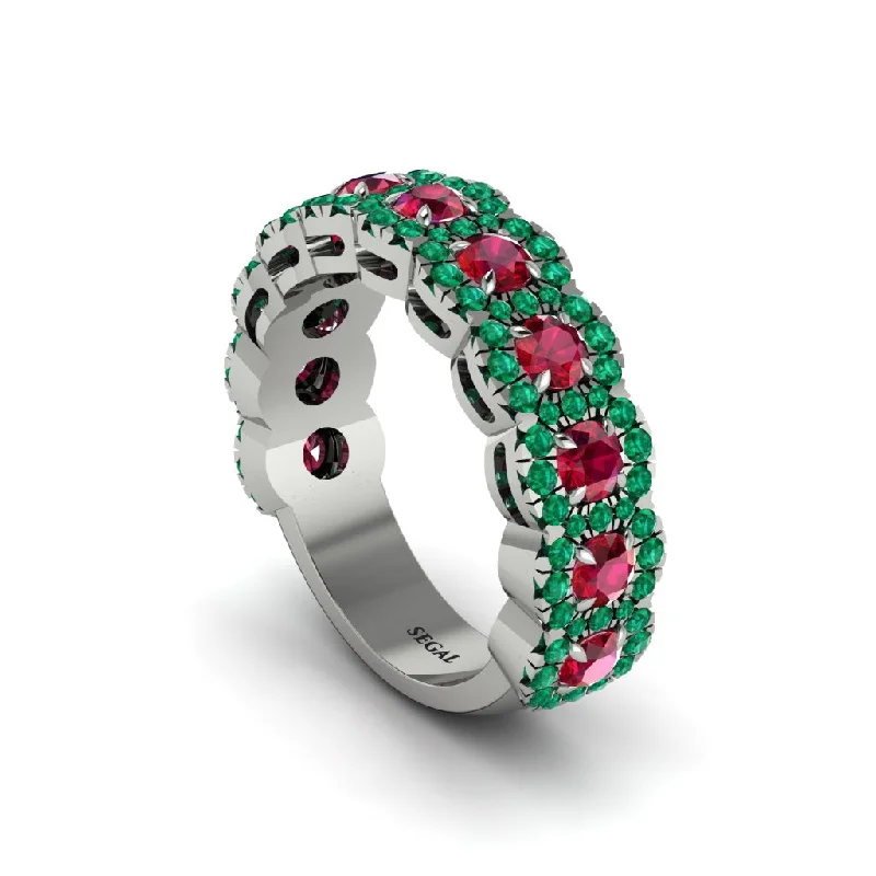 women’s vintage diamond engagement rings-Ruby Blossoming Love Halo Wedding Band - Annalise No. 27