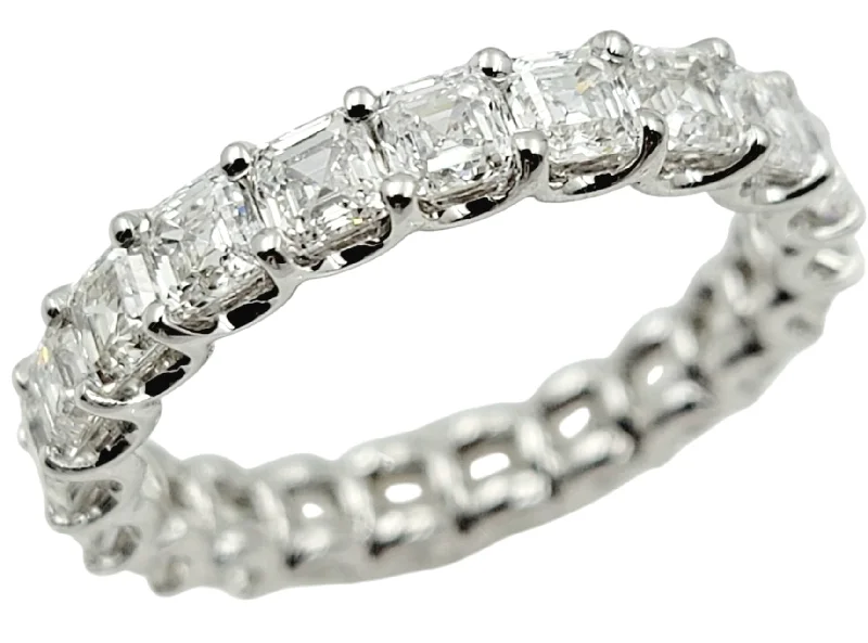 women’s vintage style engagement rings-18k White Gold Wedding Band Asher Cut Eternity Ring Size 6