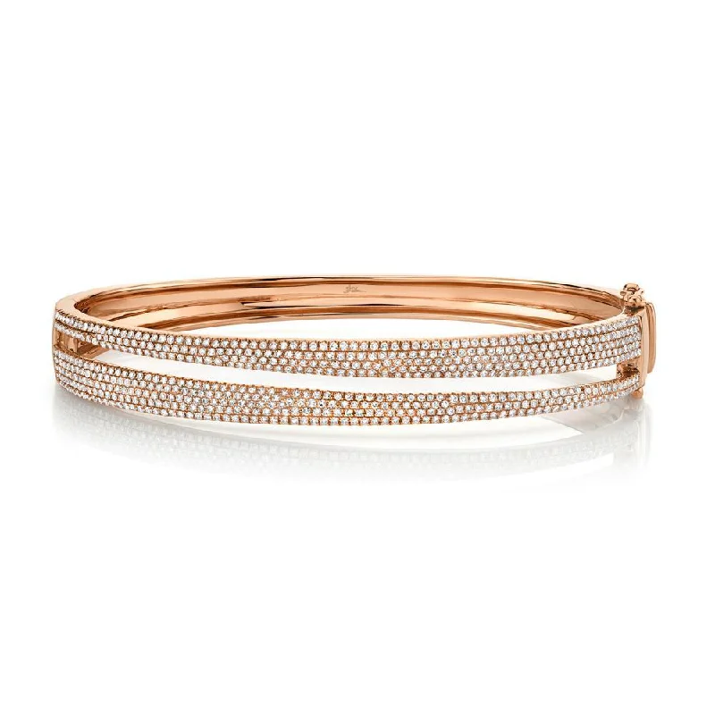 women’s adjustable bracelet-14K Rose Gold Diamond Pave Split Bangle