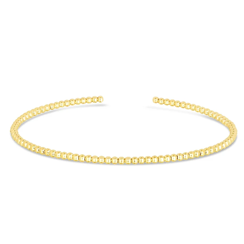 women’s multi-color bangle-14K Gold 2mm Bead Cuff