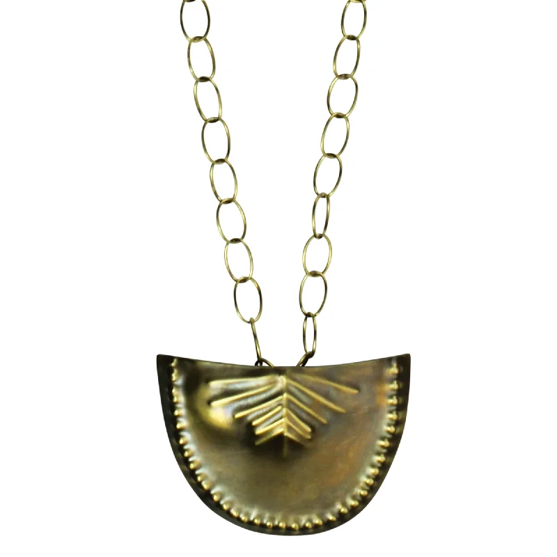 women’s pearl necklace-Obara Necklace, Brass, Fan