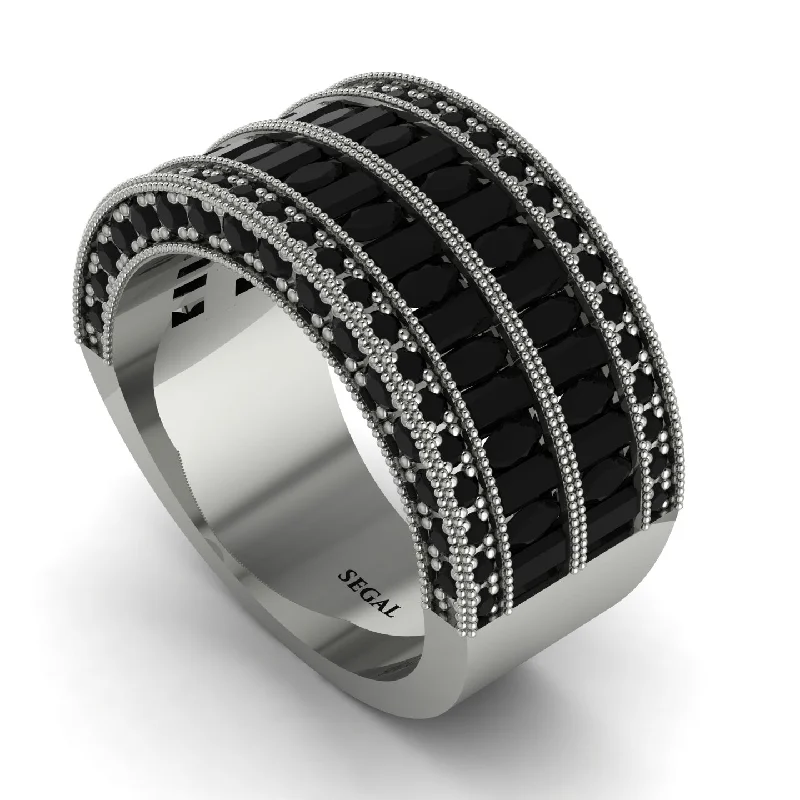 women’s wedding band engagement rings-Black Diamond Multi-Row Halo Wedding Band - Blake No. 39