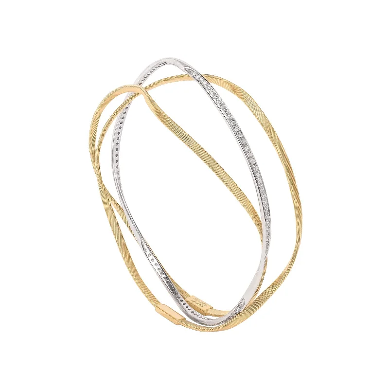 women’s pearl bracelet with gold-Marrakech 3-Strand Bangle with Diamonds