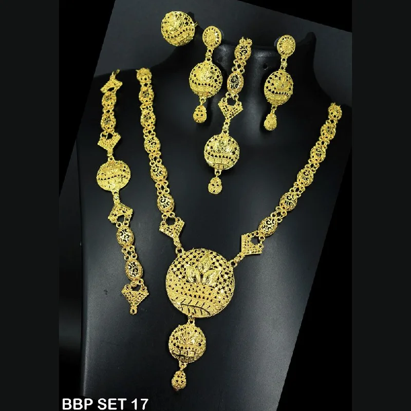 women’s delicate gold necklace-Mahavir Forming Gold Necklace Set  - BBP SET 17