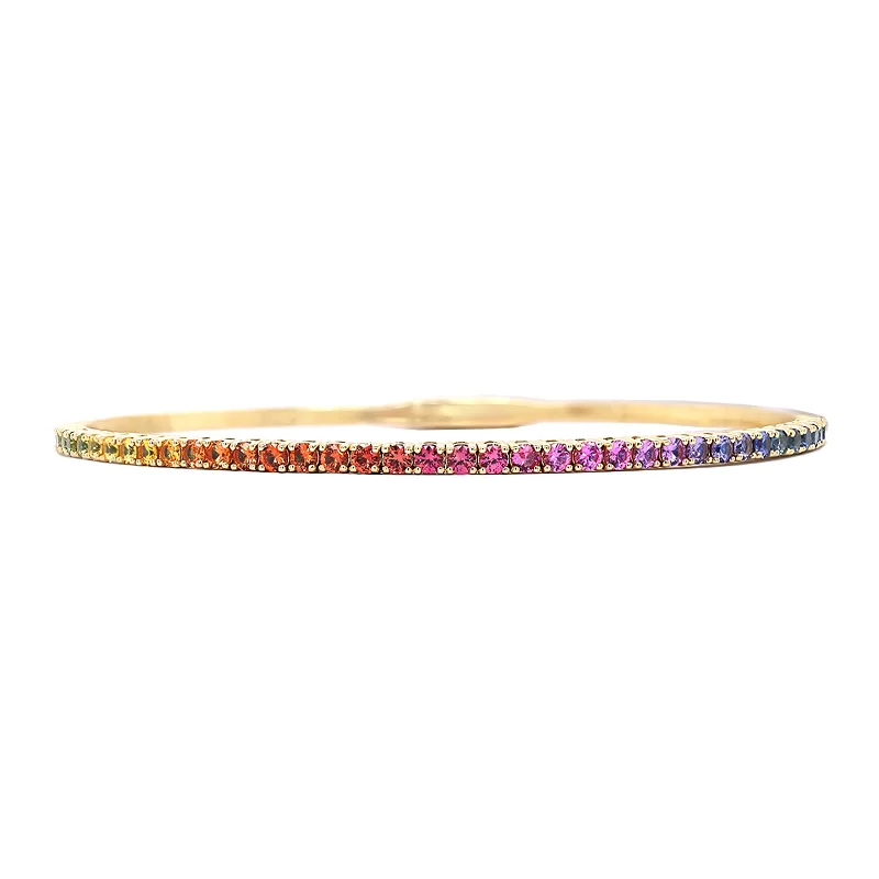 women’s gold bracelet-Rainbow Sapphire Flex Bangle