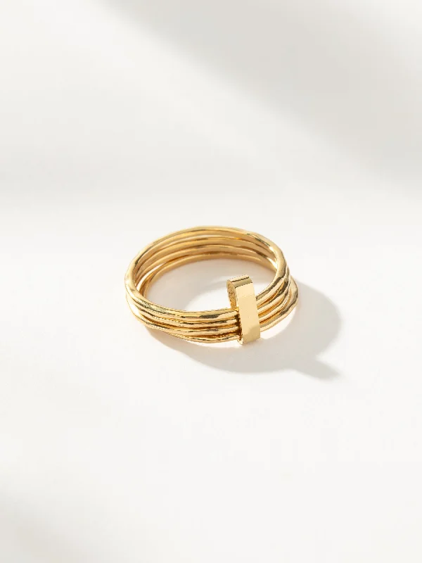 women’s signet ring-Bar None Layered Ring