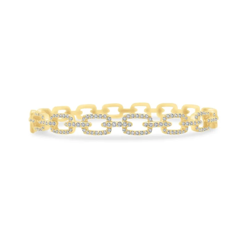 women’s wire-wrapped bracelet-Diamond Link Bangle