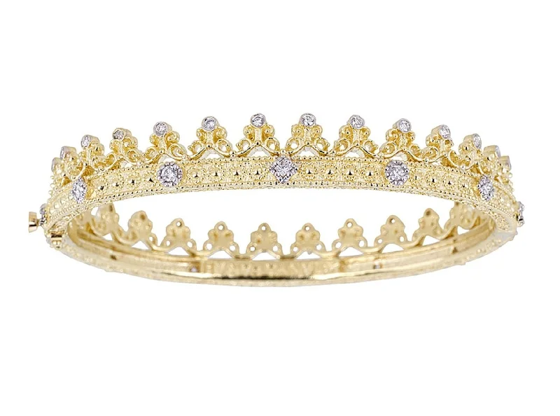 women’s designer bracelet-Diamond Scroll Crown Eternity Bezel Bangle