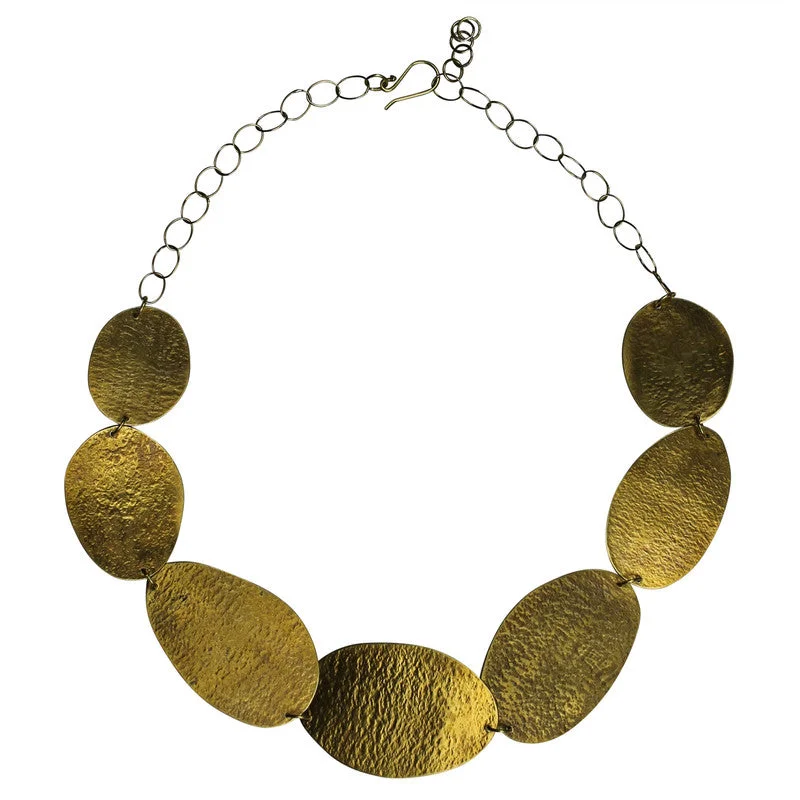 women’s vintage-style necklace-Breigh Linked Oval Necklace, Brass