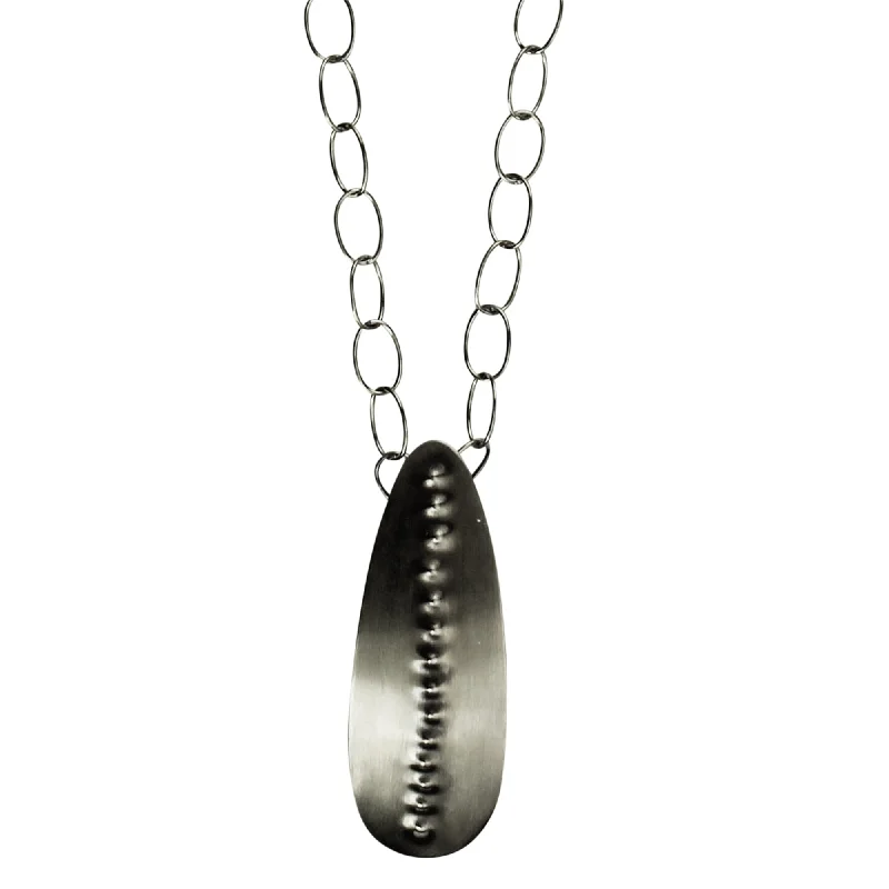 women’s hollow necklace-Obara Necklace, Silver, Teardrop