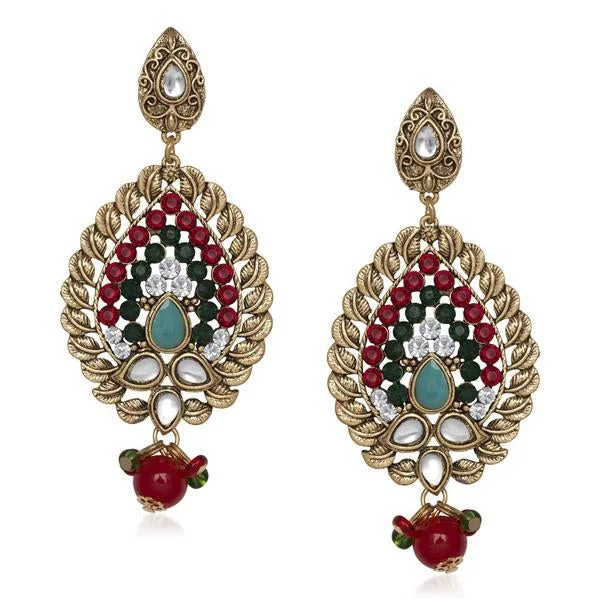 women’s sterling silver earrings-The99Jewel Kundan Red Stone Dangler Earring