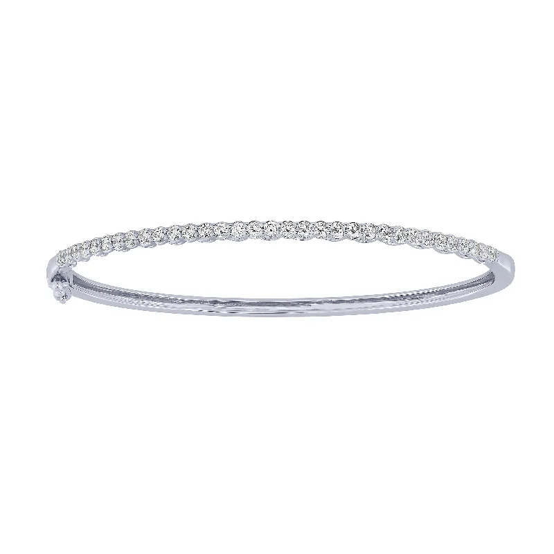 women’s bracelet with charms-14K White Gold 1Ct Diamond Bangle