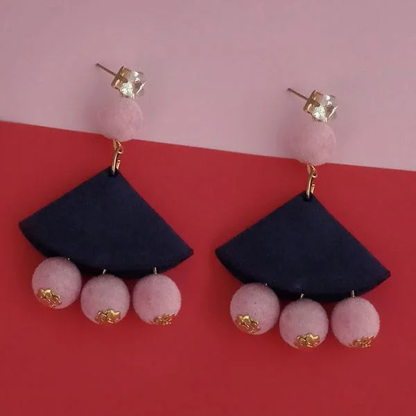 women’s opal earrings-Kriaa Austrian Stone And Pink Pom Pom Dangler Earrings - 1315513C