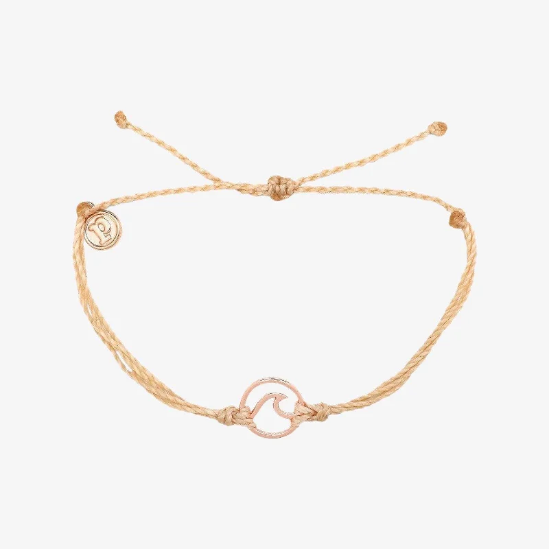 women’s sleek bangle-Rose Gold Wave Charm