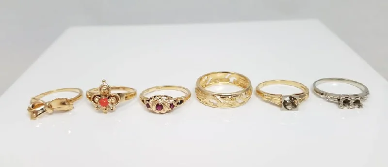 women’s fine jewelry ring-Lot of Six Vintage 14k Gold Rings