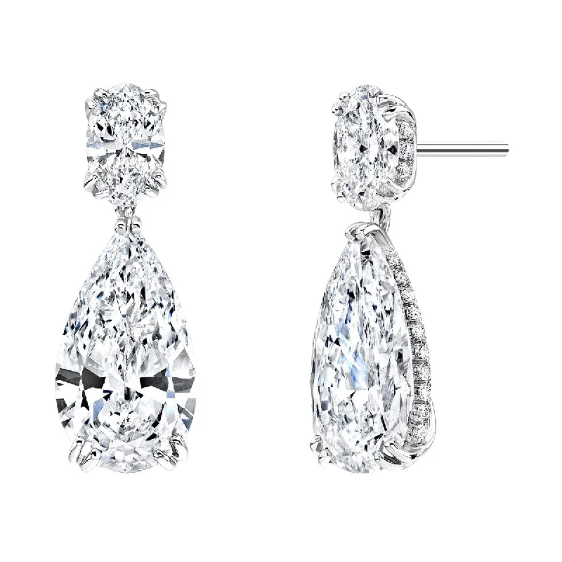 women’s drop earrings-The Vault Pear Shaped Diamond Halo Dangle Earrings