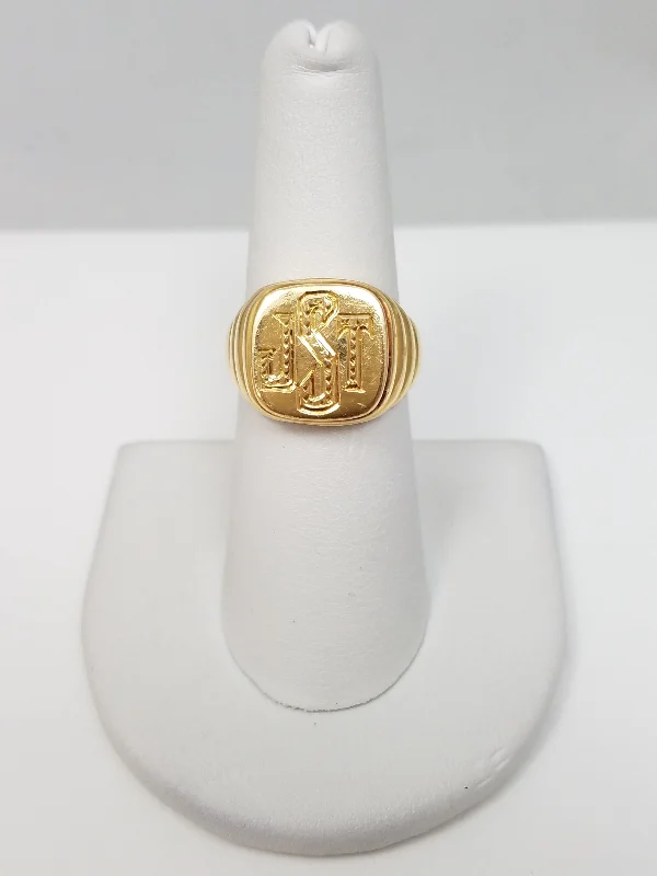 women’s luxury ring-Fine 18k Yellow Gold Signet Ring