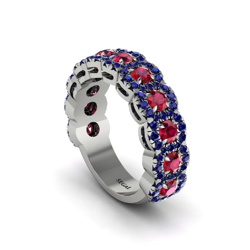 women’s dazzling engagement rings-Ruby Blossoming Love Halo Wedding Band - Annalise No. 72